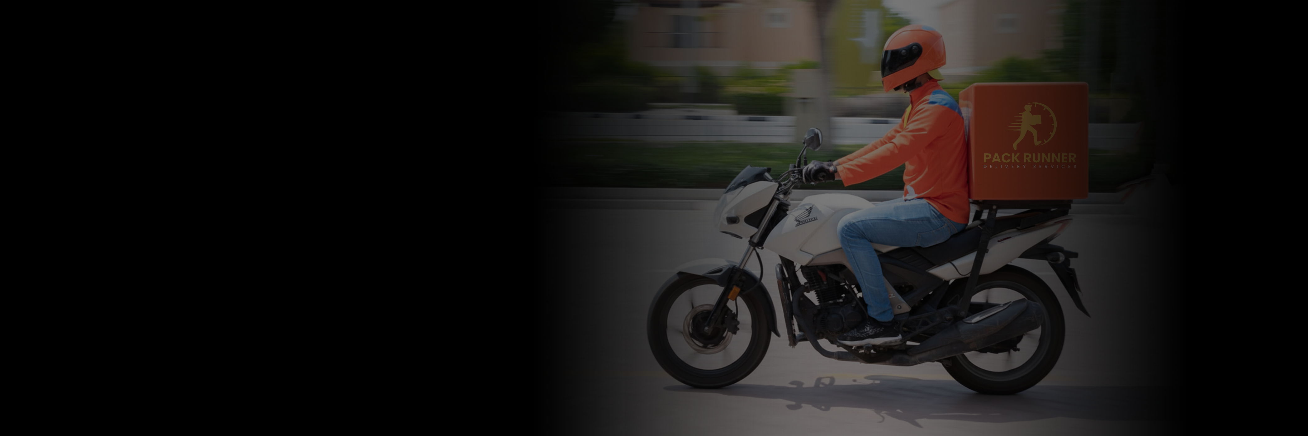 Delivery rider on motorcycle