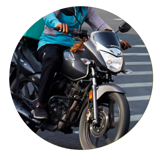 Delivery rider on motorcycle